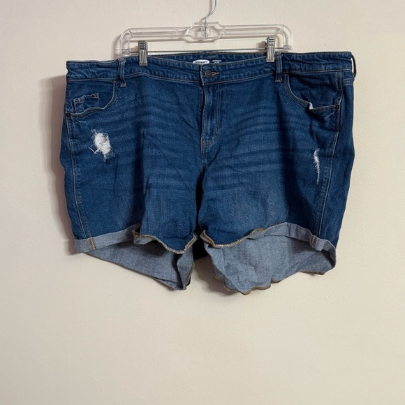 Old Navy Pants - Old Navy Womens Blue Boyfriend Short Distressed Mid Rise Folded Hem 22 Plus